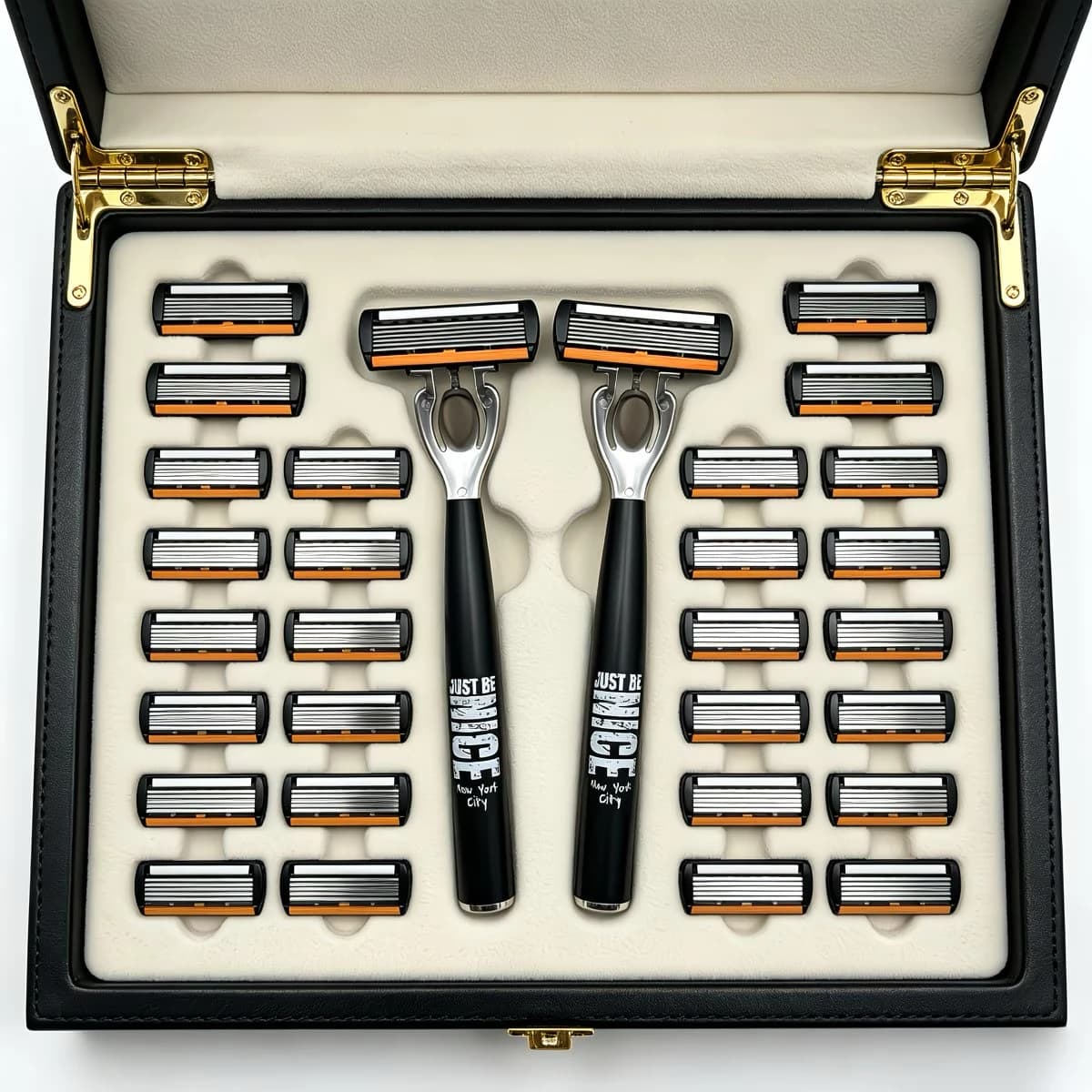 Ensemble de rasoirs de sécurité manuels pour hommes, avec lames en acier inoxydable à 6 couches et bande lubrifiante à l’aloe vera | parfait comme cadeau.
