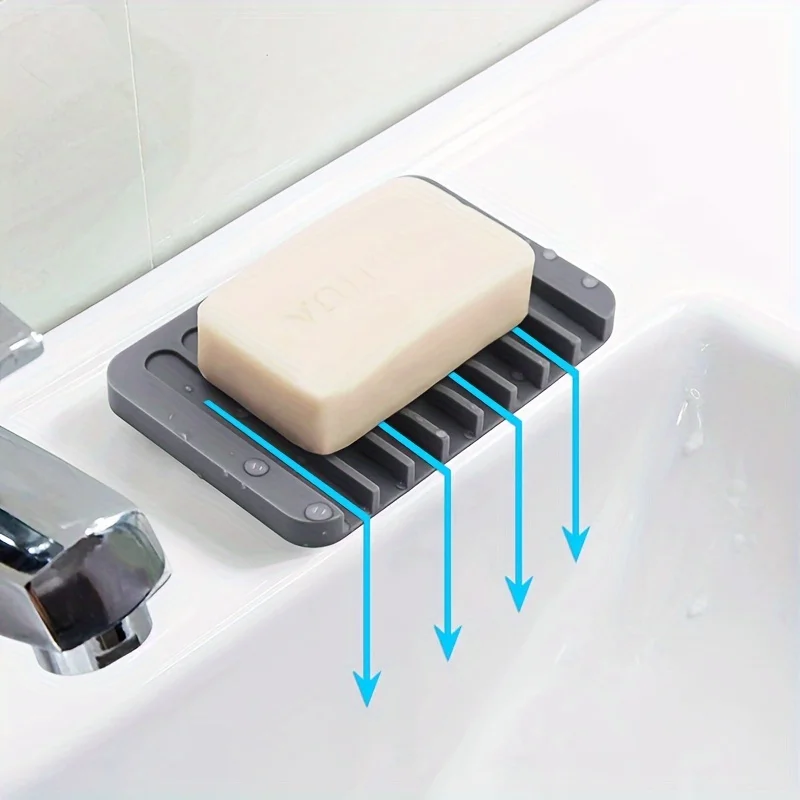 Boîte à savon perforante gratuite, 1 paquet, porte-savon drenant en Silicone, cuisine créative, comptoir de salle de bains, étagère antidérapante