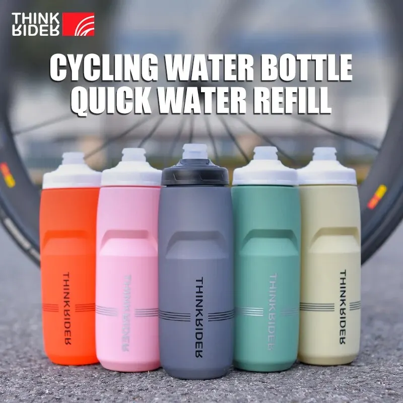 ThinkRider-Bouteille d’eau portable en plastique pour vélo, bouteille de grande capacité, 620ml, 750ml, sports de plein air, cyclisme, VTT, vélo de route, clics
