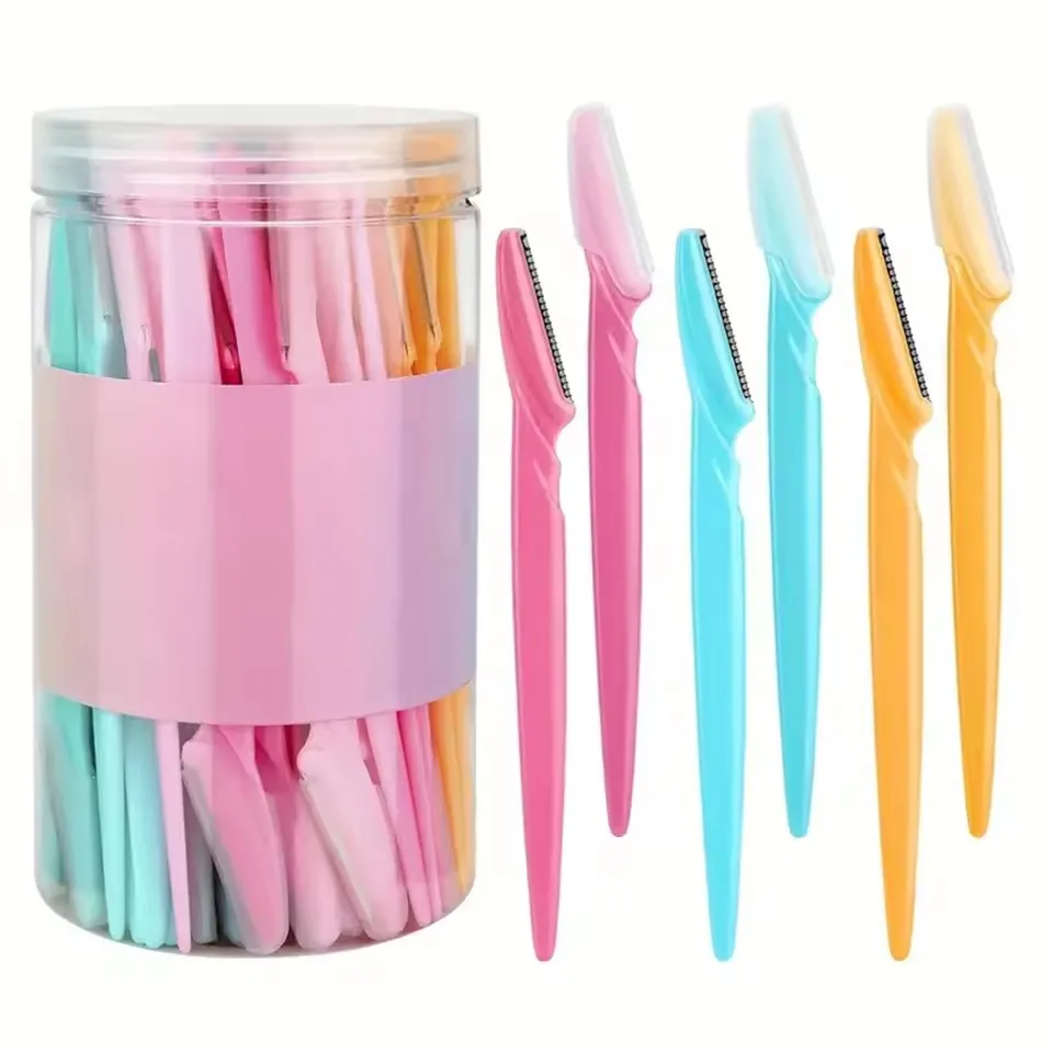 Rasoir à sourcils et rasoir pour le visage pour femmes et hommes, tondeuse et rasoir pour poils des sourcils avec couvercle de protection, sûr et pratique (5/10/30/40 pièces)