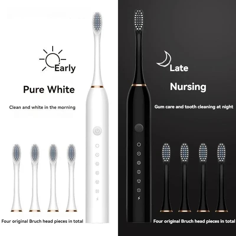 Brosse à dents électrique ultrasonique, Mode Six vitesses, cheveux doux pour la maison, chargement USB, nettoyeur de dents étanche pour adulte, ensemble automatique pour Couple