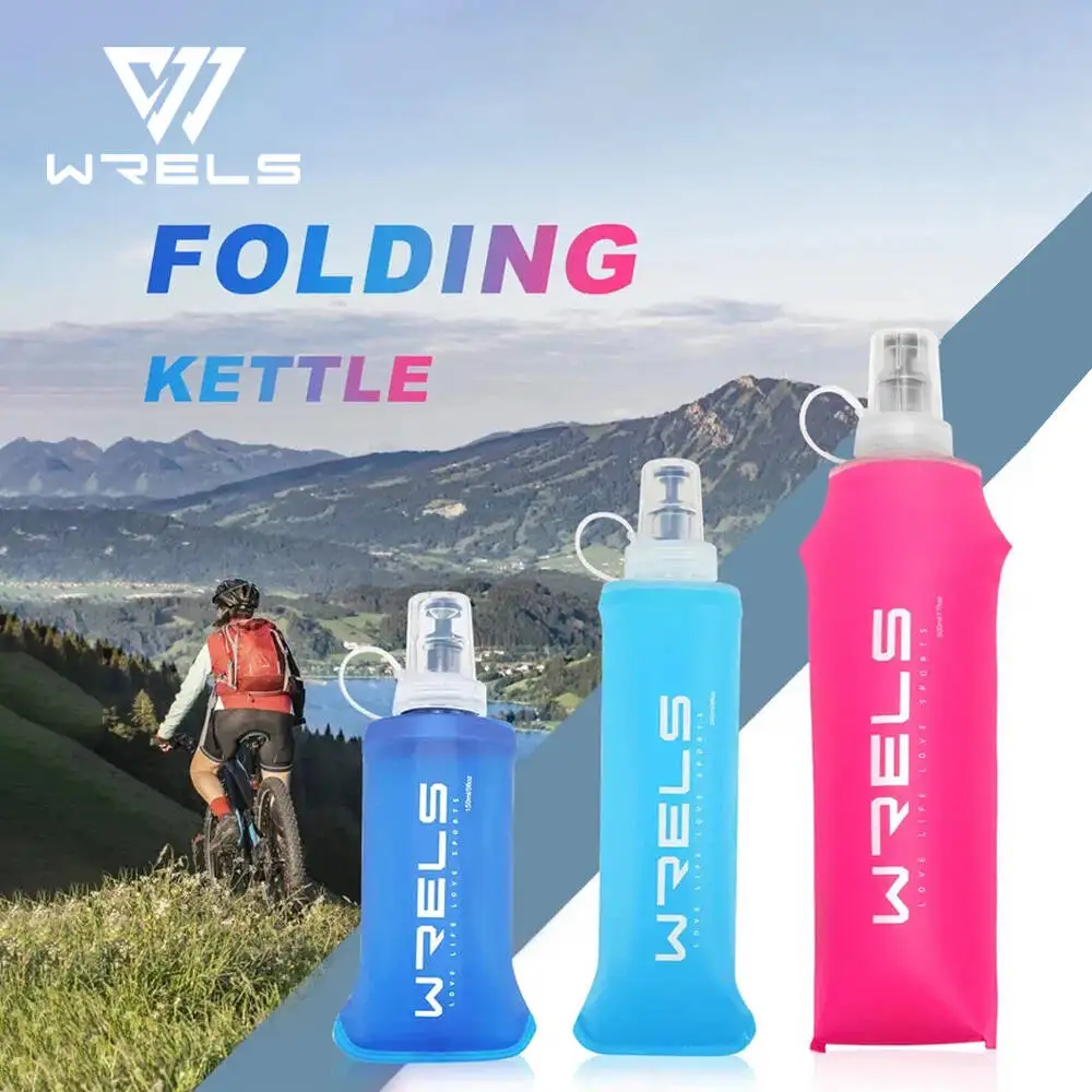 1pc150ml/250ml/500ml extérieur pliable Silicone morsure taille bouteille d’eau en cours d’exécution Camping randonnée voyage bouteille d’eau pratique