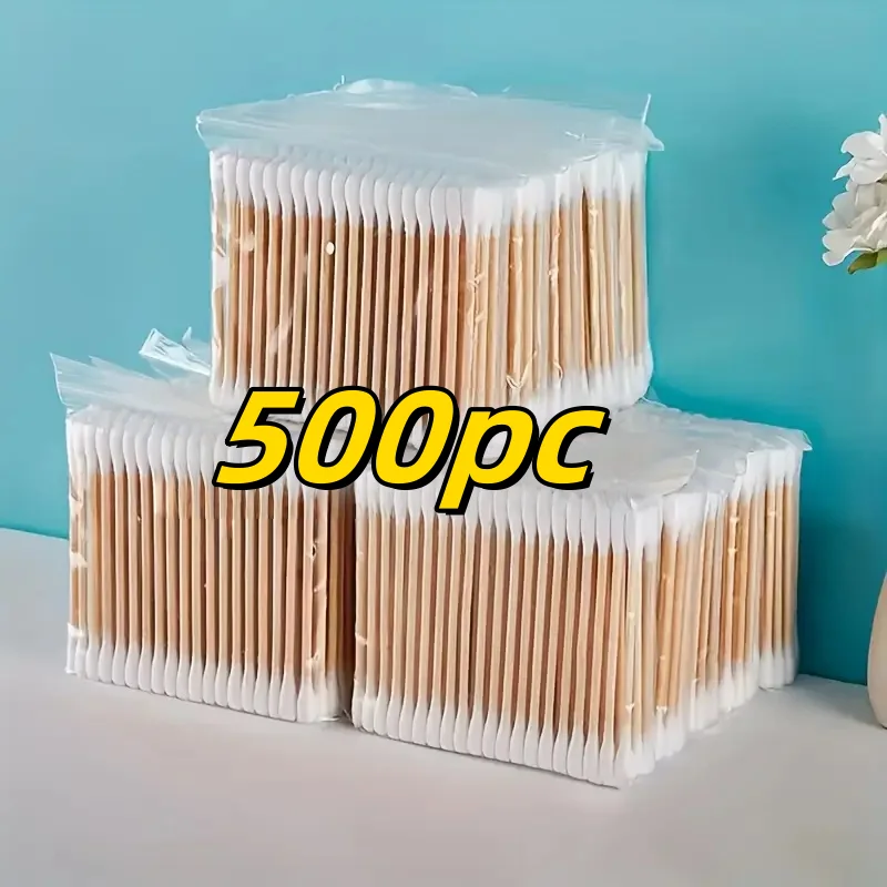 Coton-tige Double extrémité en bambou, 500 pièces, doux pour les oreilles et le maquillage, non parfumé
